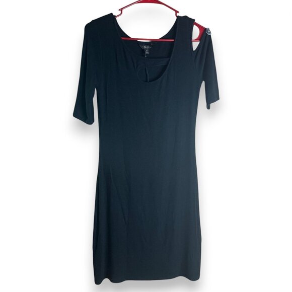 NWT Goldray Black Cold Shoulder Dress Cut Out Short Sleeve Bodycon Party M - Picture 1 of 4